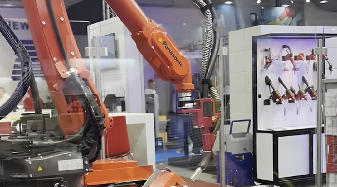 An industrial robot is working